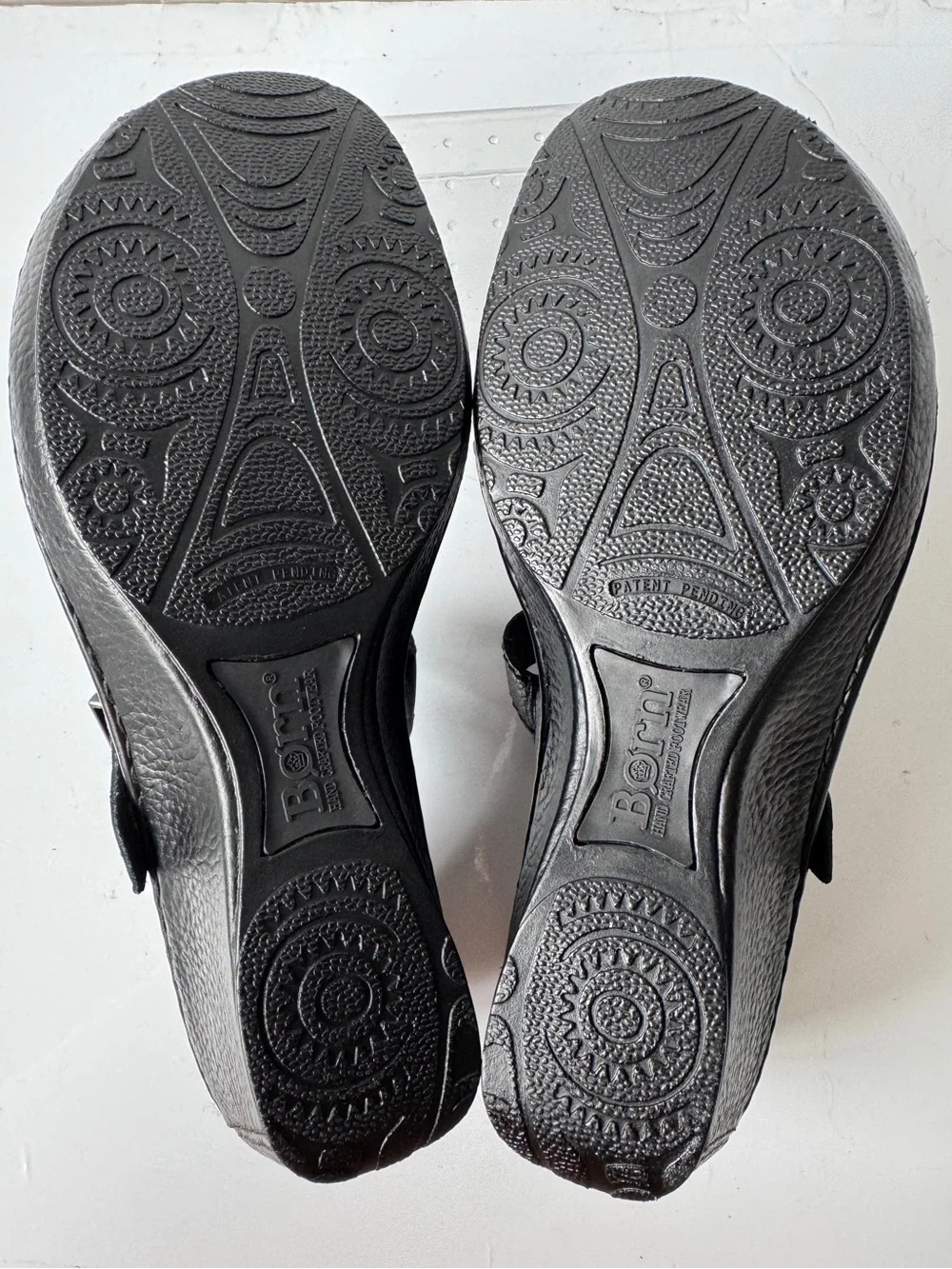 Born Black Pebbled Leather Comfort Mary Jane Mid-Wedge Heel Shoes Size 8.5M